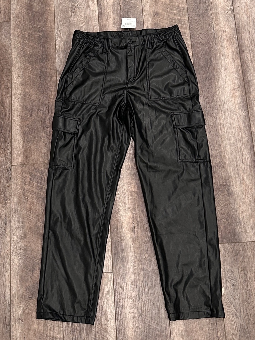 American Eagle Stretch High Waisted Vegan Leather Straight Cargo Pant